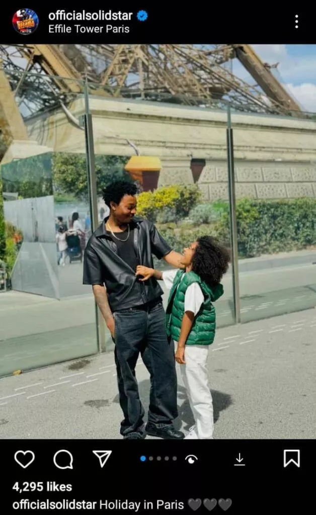 Solidstar shares adorable photo with his fiancée and their son while vacationing in Paris