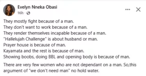 'The argument that 'we don't need man' doesn't hold water' - On-air personality says, advises women