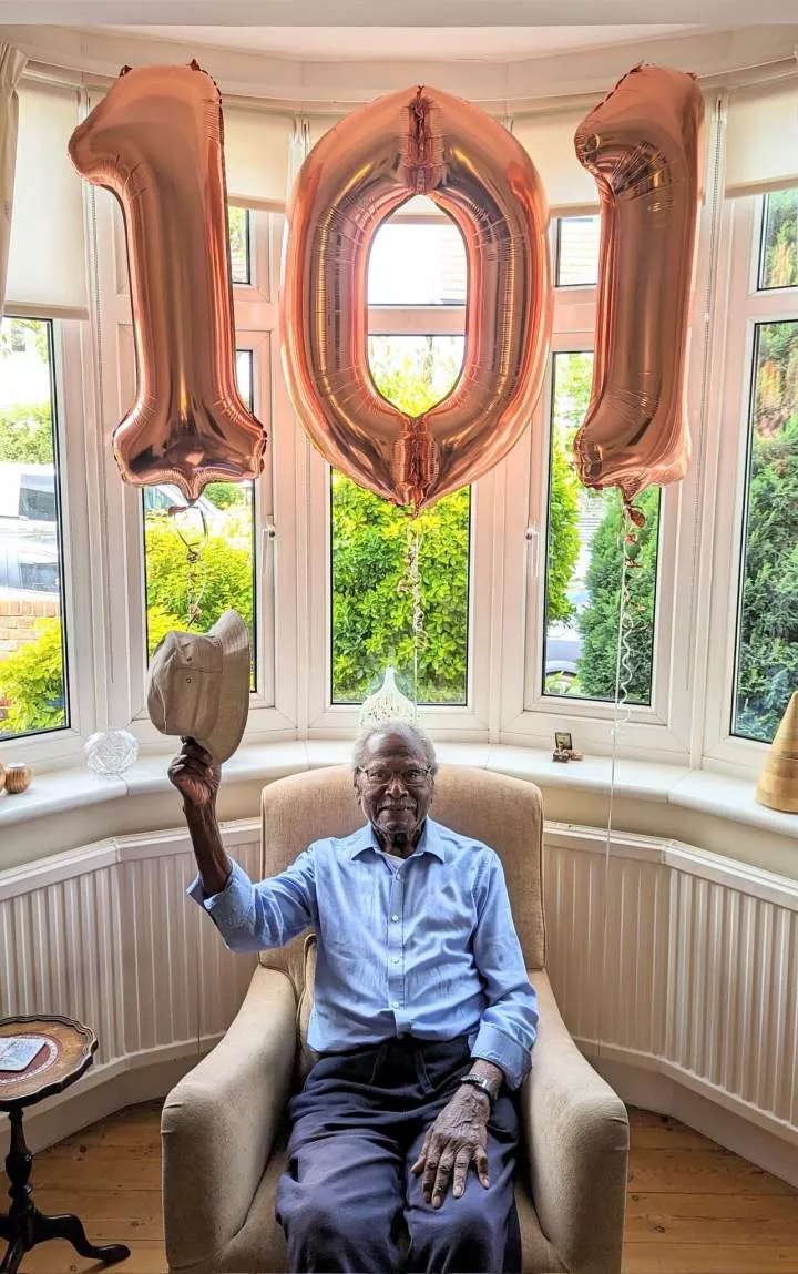 Man celebrates agile-looking dad as he turns 101