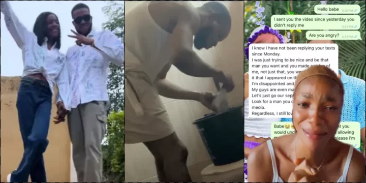 Boyfriend dumps lady for posting a video of him washing her underwear