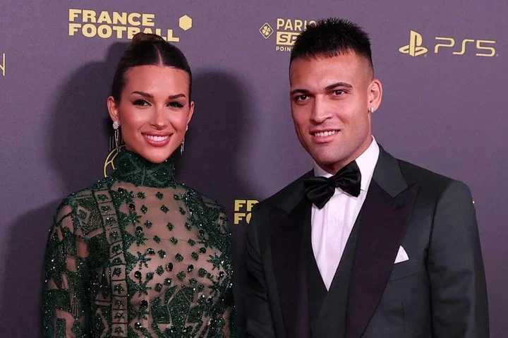 Lautaro Martinez's wife stuns in see-through dress at Ballon d'Or ceremony as fans call star 'the best Argentine LM10'