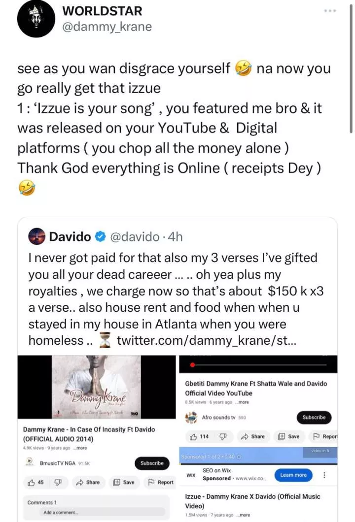 Debt allegations: Dammy Krane replies Davido for calling him ungrateful