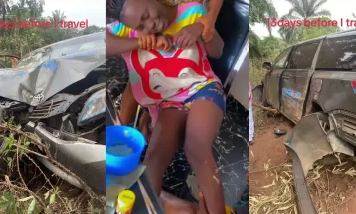 Nigerian lady narrowly survives tragic accident 13 days before planned move to Canada, shares video