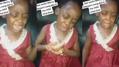 Little girl gets emotional while listening to Mercy Chinwo's song