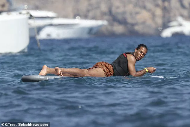 Despite his Netherlands team being knocked out of the Euros semi-finals last week by England, Virgil looked in high spirits as he donned a lifejacket to go paddleboarding