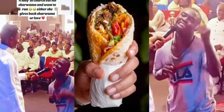 Nigerian man seeks justice in church, reports lady to pastor after she eats his shawarma but fails to give love