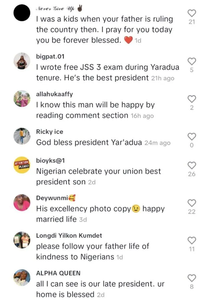 'Your father was the best' - Tears, prayers, as late President Yar'Adua's son marries