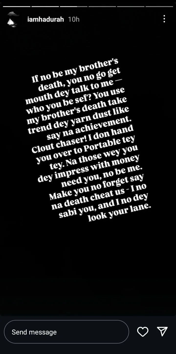 Mohbad's brother calls out Verydarkman as he slams him for chasing cout with singer's demise