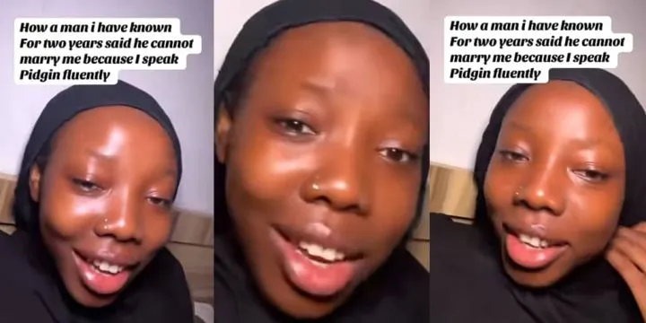 Lady fumes as man says he can't marry her because she speaks Pidgin fluently