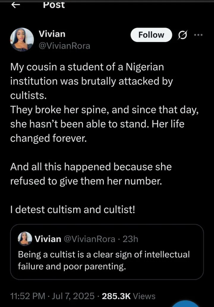 Cultist allegedly breaks student's spine for refusing to give him her phone number