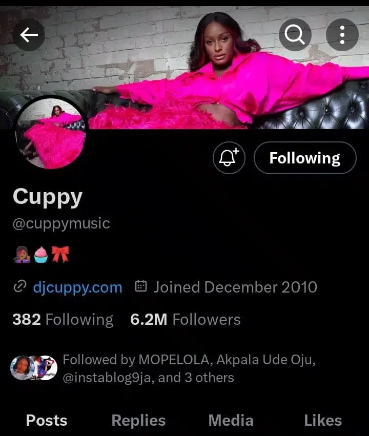 Few days after Cuppy bragged about being most followed woman on Twitter, she loses her verification badge