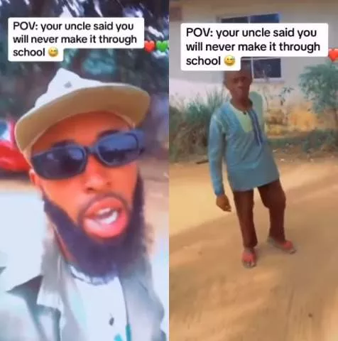 Man shows his NYSC uniform to his uncle who talked down on him in the past (video)