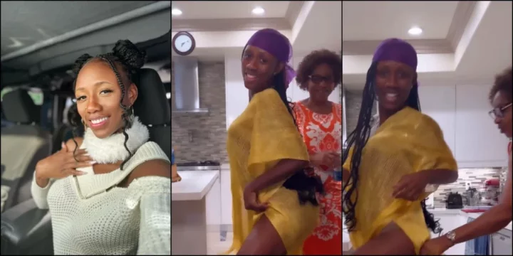 Reactions trail moment Korra Obidi's foster mum lowered dancer's dress to cover her exposed body in new video