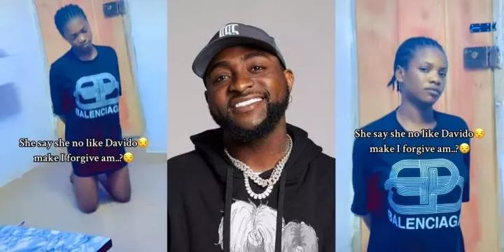 "No forgive am, breakup with her" - Drama as Nigerian man punishes girlfriend, orders her to kneel for disliking Davido