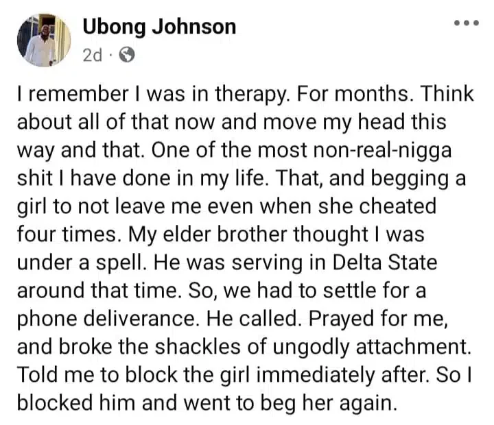 Man recalls how he begged his girlfriend to take him back after she cheated 4 times