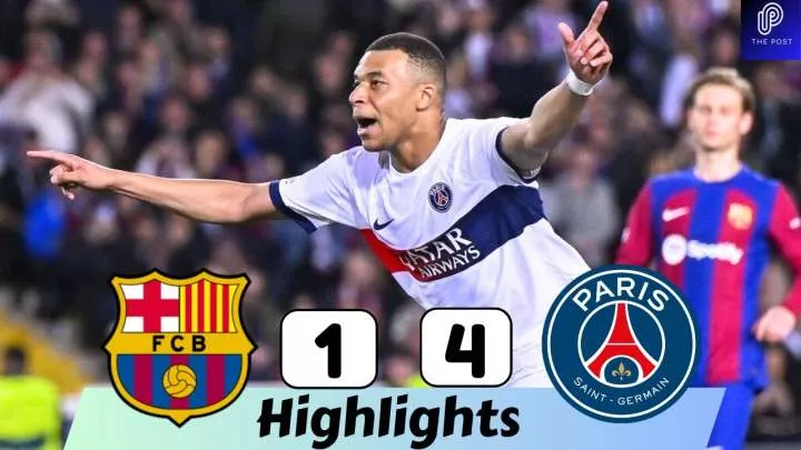 Barcelona 1 - 4 Paris Saint-Germain (Apr-16-2024) Champions League Highlights