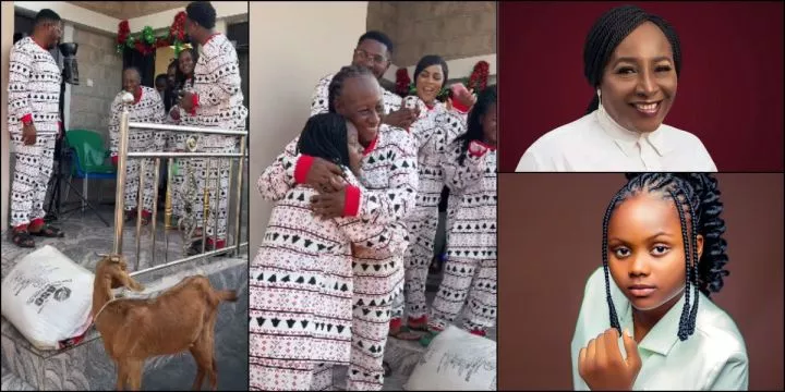 Ada Kirikiri surprises Patience Ozokwor with goat and bag of rice as Christmas gifts