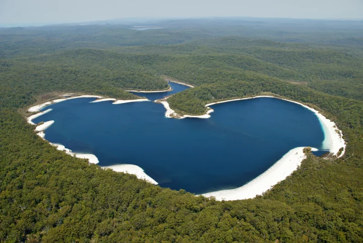 Lake McKenzie is a perched lake that is filled by rain water