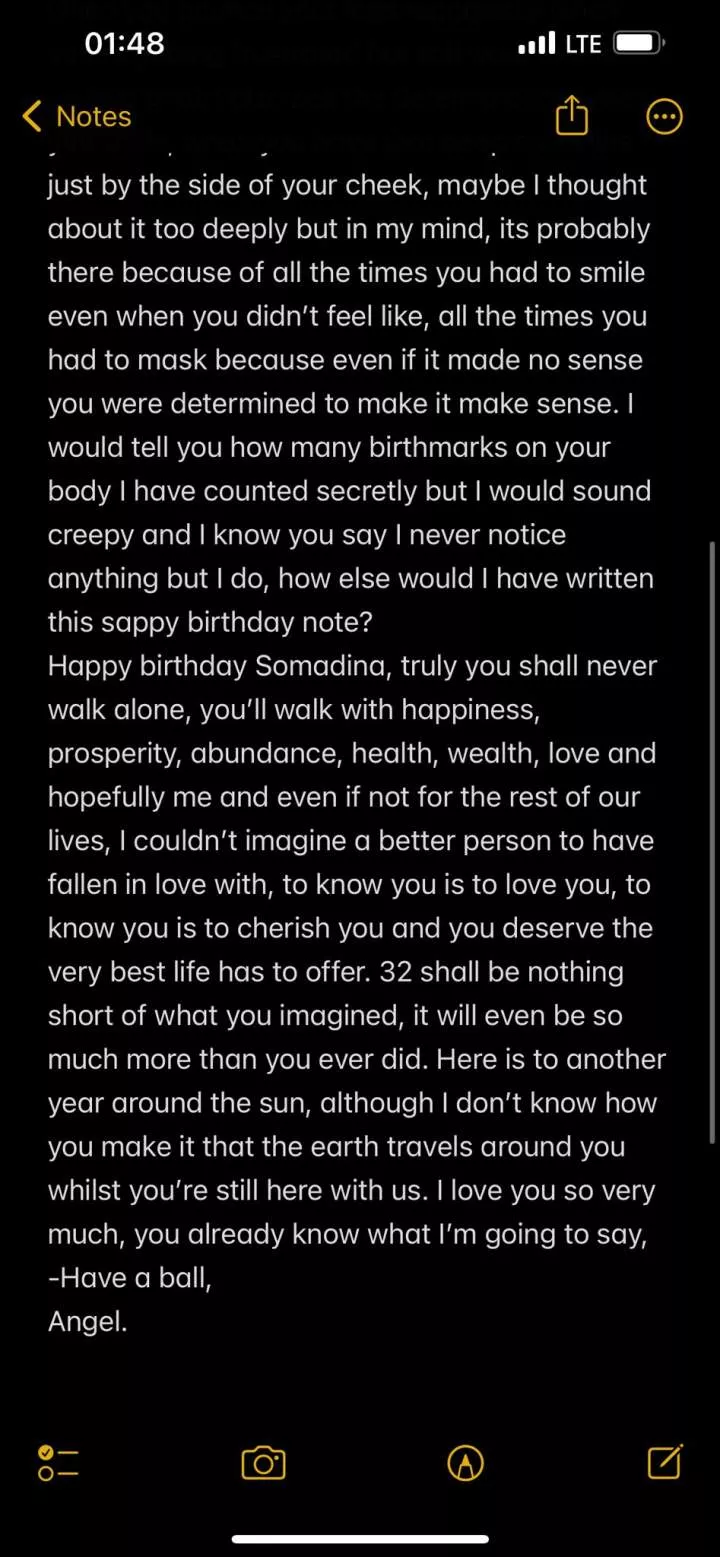 BBNaija's Angel Smith pens heartfelt note to boyfriend, Soma, on his birthday