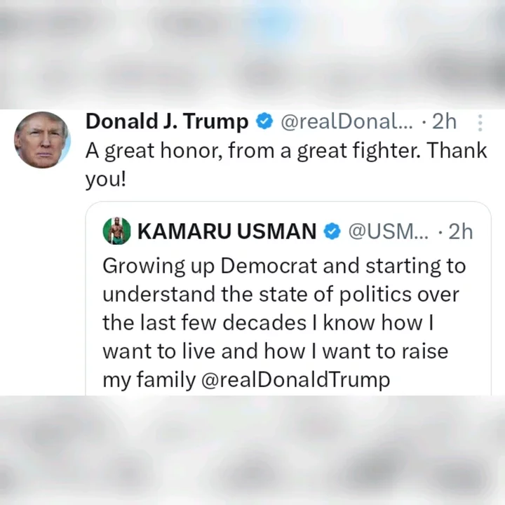 Donald Trump Reacts After Nigerian-American Wrestler, Kamaru Usman Endorses Him Ahead Of Election