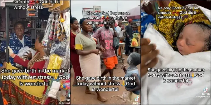 Jubilations as woman gives birth to child in Benin market