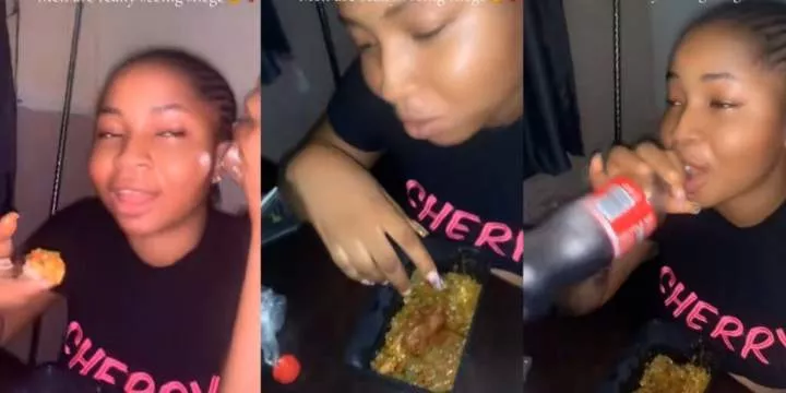 Nigerian lady lies to boyfriend, claims no appetite, secretly devours fufu and vegetable soup with coke