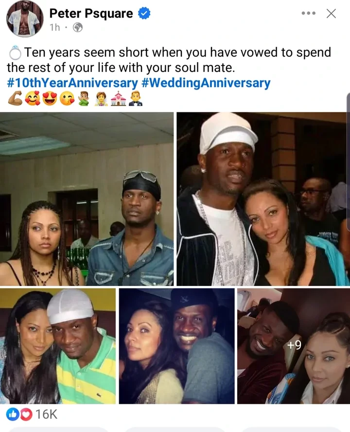 Mr P Celebrates 10th Wedding Anniversary with Throwback Photos of Himself and His Wife, Lola.