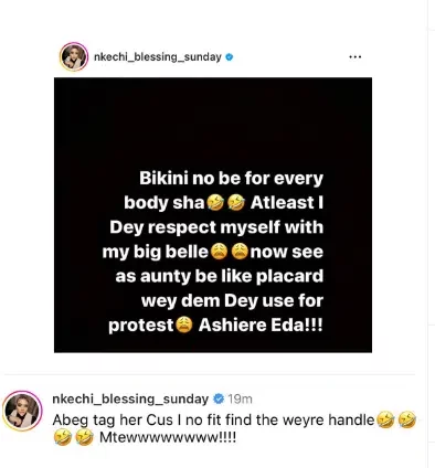 'The clash of the Blessings' - Reactions as Nkechi Blessing trolls Blessing CEO over her bikini outfit, calls her a 'placard'
