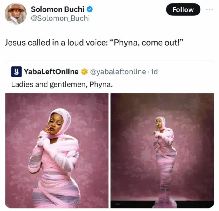 Netizens mock Phyna over bandage outfit, likens her to 'Lazarus' in the Bible