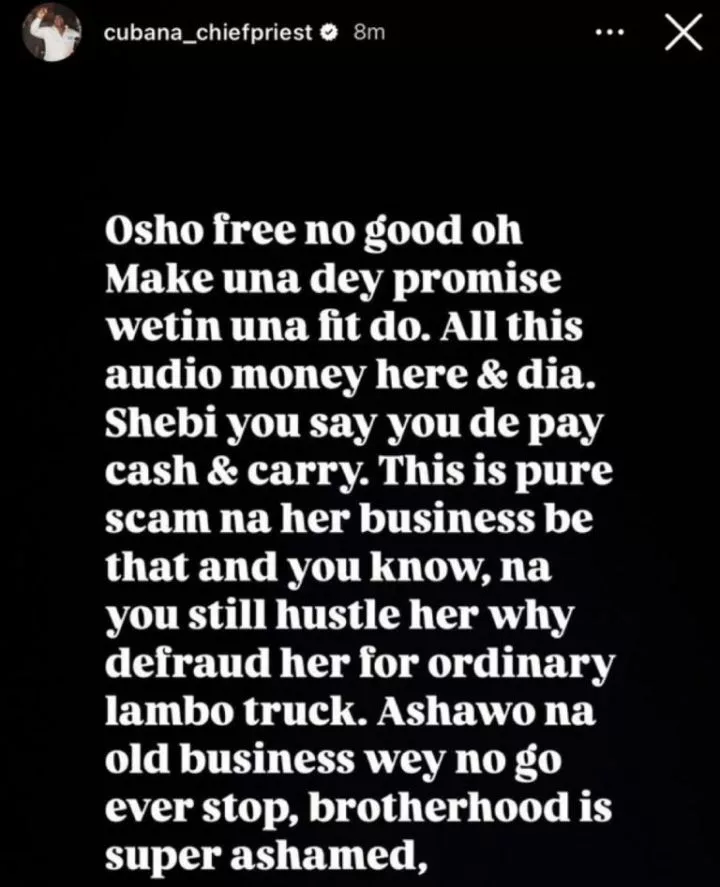 Cubana Chief Priest mocks Burna Boy over Sophia Egbueje's Lambo saga