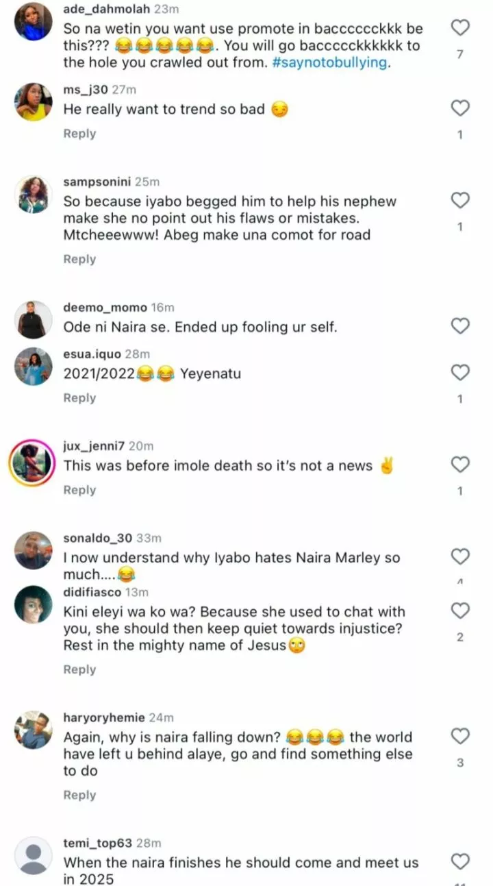 Naira Marley dragged for leaking his chat with Iyabo Ojo before Mohbad's death