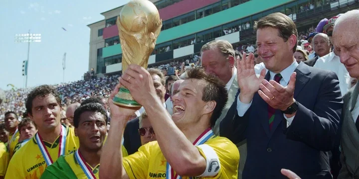 Former Brazil captain Dunga and World Cup trophy