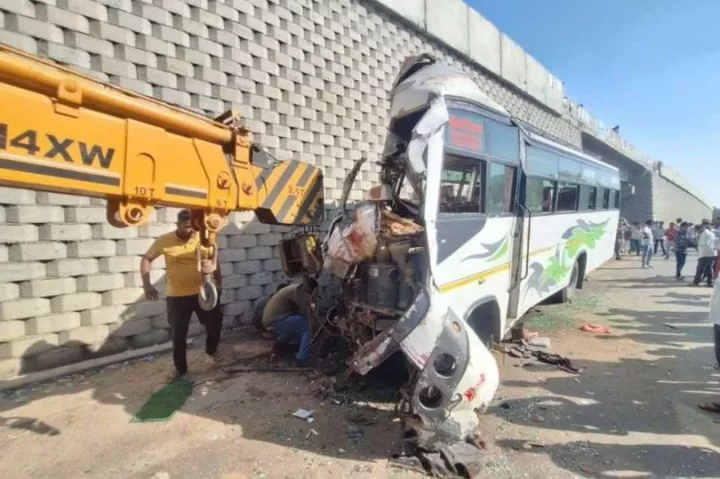 Multiple passengers k!lled and dozens injured as bus rams into flyover and gets sliced in half in horror crash