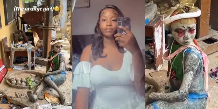 Nigerian lady stuns social media with discovery of 'Orange Girl' statue at DELSU