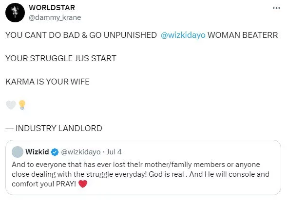 Woman beater - Dammy Krane calls out Wizkid