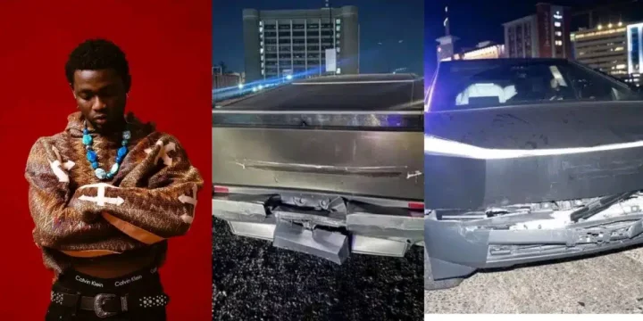 Omah Lay reportedly involved in a ghastly accident with his Tesla Cybertrucks Omah Lay reportedly involved in a ghastly accident with his Tesla Cybertrucks