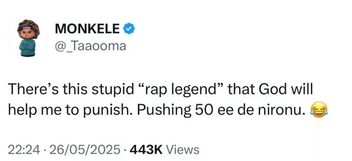 Comedienne, Taaoma Begs God to Punish An Unnamed 'Rap Legend' in Viral Tweet