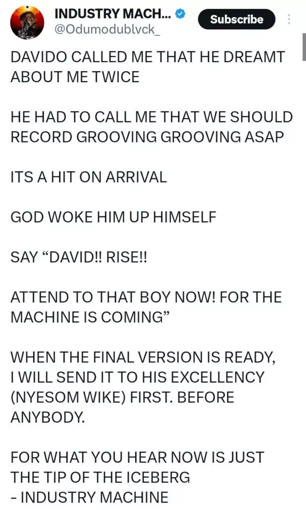 Davido Called Me Saying He Dreamt About Me Twice - Odumodublvck