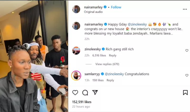 'My loyalist' - Naira Marley hails Zinoleesky as he acquires a palatial mansion (video)