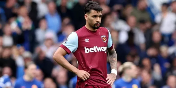 West Ham United creative midfielder Lucas Paqueta in action