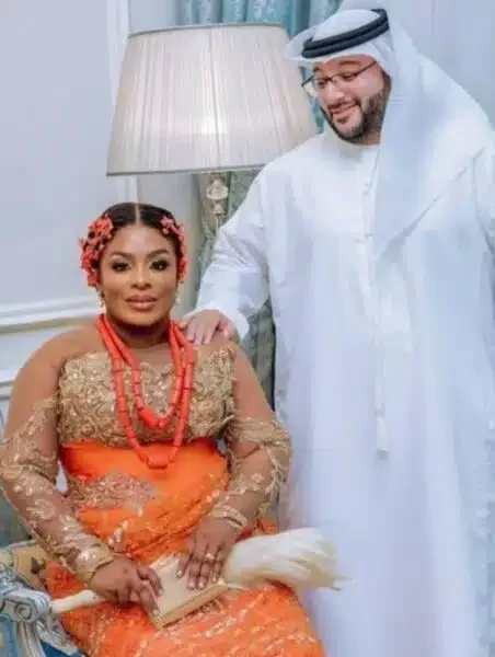 'She's digging gold' - Wedding photos of wealthy Arab man and Igbo lady go viral