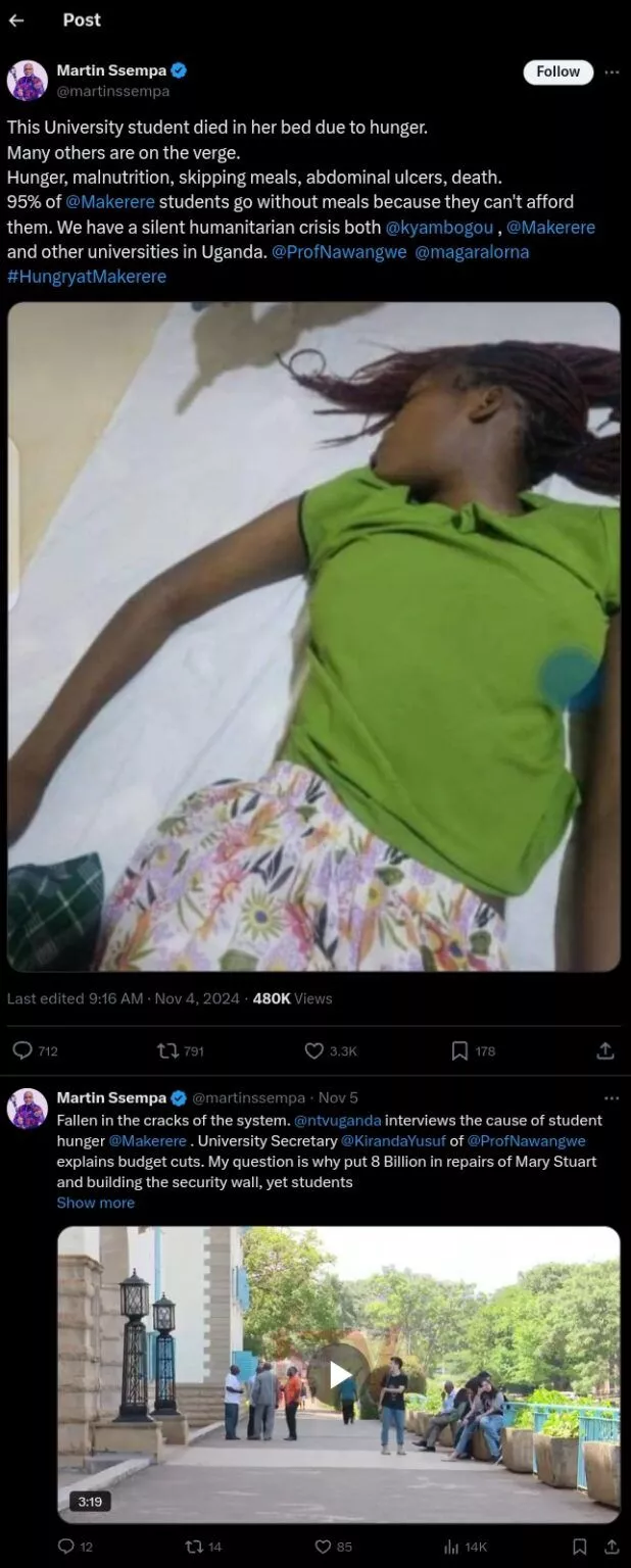 University student allegedly passes away in her bed due to hunger