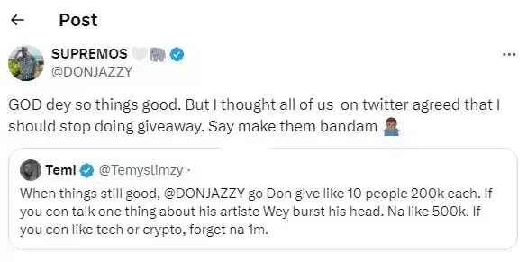 Why I stopped doing giveaway - Don Jazzy