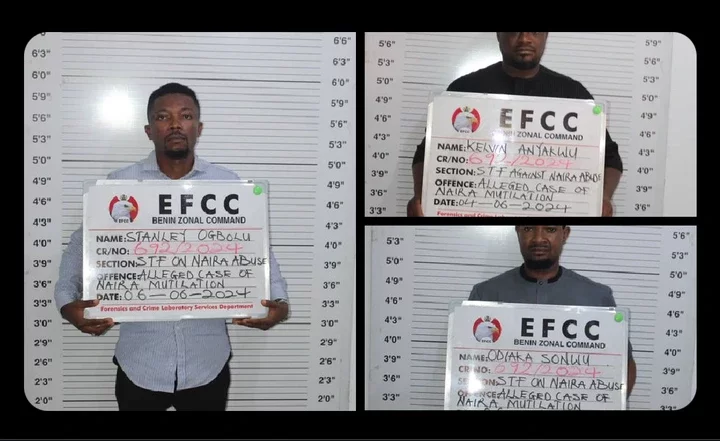 EFCC Arrests Three for Suspected Naira Mutilation in Benin