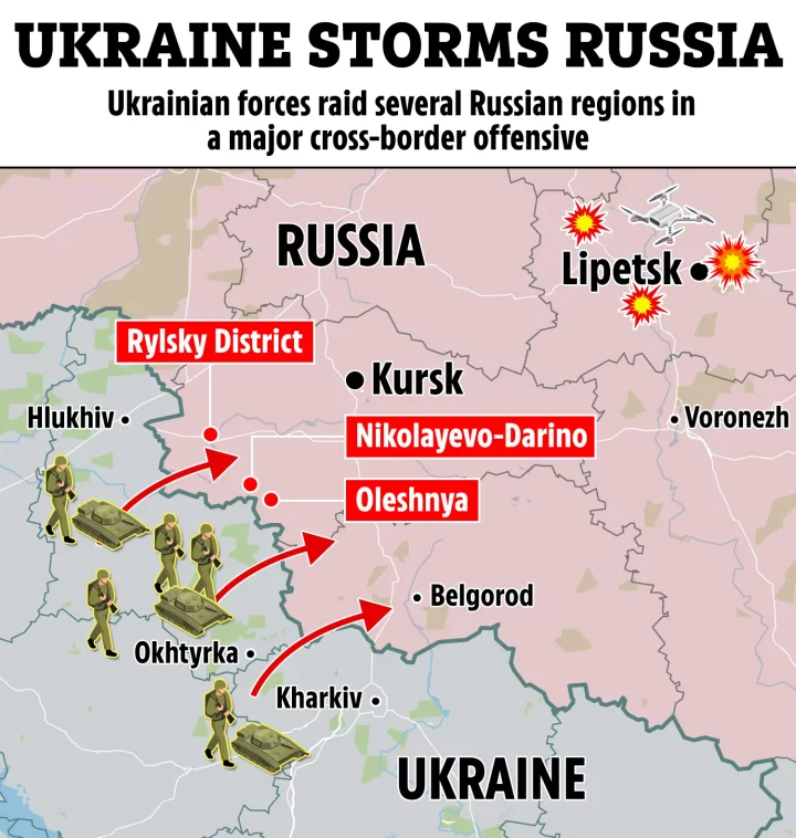 RAIN OF FIRE: Moment Ukraine 'kills 400 Putin troops' INSIDE Russia as missiles pound column & send soldiers fleeing for their lives