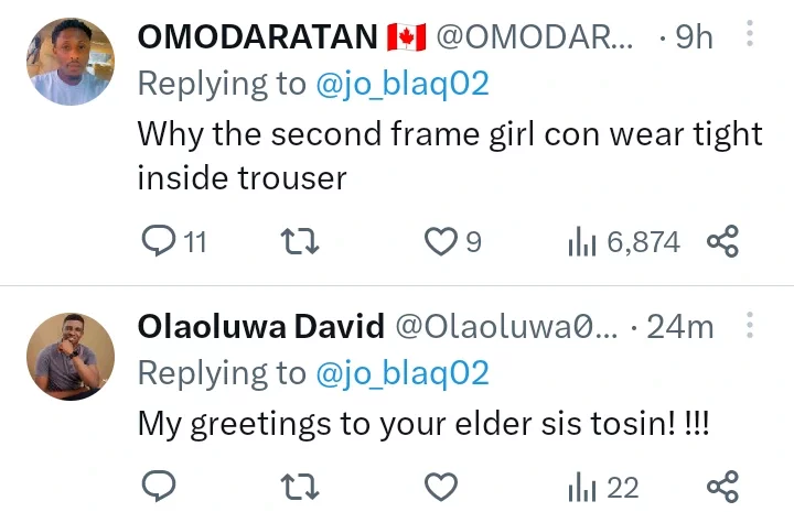 Fans react after seeing photo of a Nigerian content creator, Jo Blaq with a female officer in Ondo.