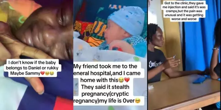 "Don't know if baby belongs to Daniel, Rukky, or..." - Lady returns with baby as she visits hospital over abdominal pain