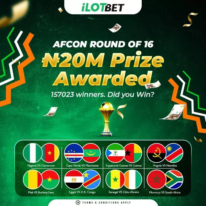 AFCON Round of 16 results are out! ₦20M prizes awarded. Did you win? Check it out!
