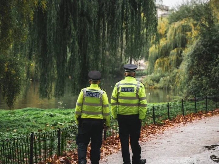 2 Securities Walking Beside Dried Leaves