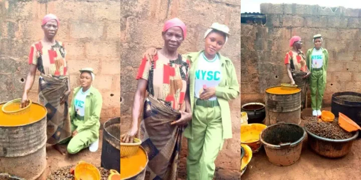 Corper appreciates widowed mom who sold palm oil to sponsor her education